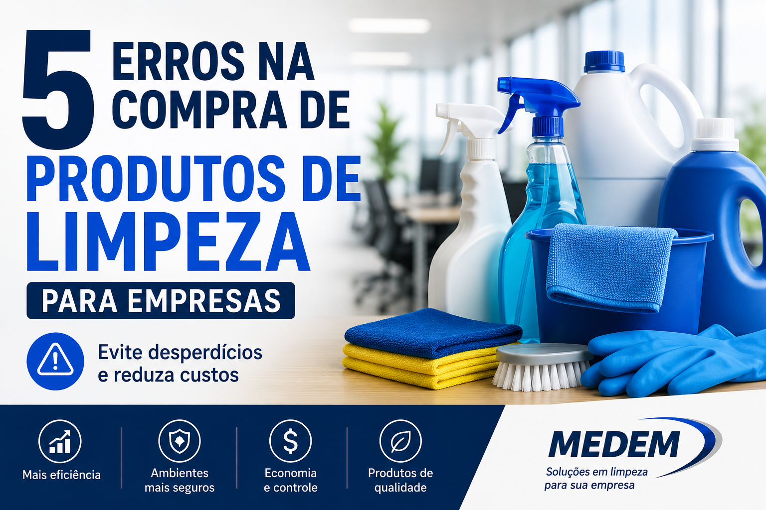 Produtos de limpeza profissional para empresas com detergentes, borrifadores, panos e equipamentos de limpeza corporativa.
