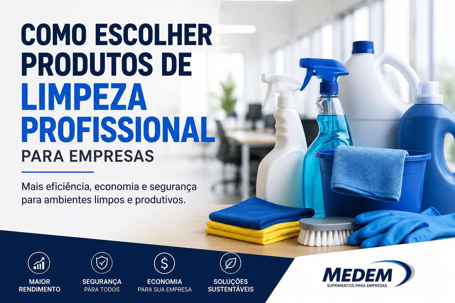 Produtos de limpeza profissional para empresas em ambiente corporativo